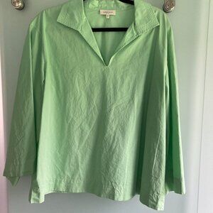 LAFAYETTE 148 Cotton Tunic Boat style 3/4 sleeve Green $248